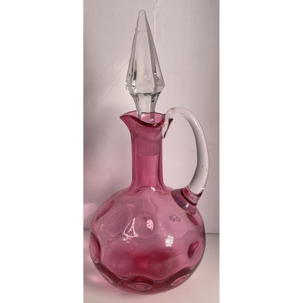 Glass Act Studio Cranberry Perfume Bottle 8 inch "Nice"Art Glass Timeless Design